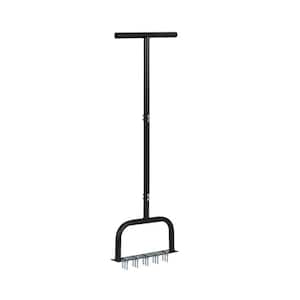35 in. Stainless Steel Handle Garden Rake - Hand Tool for Yarn or Lawn Cleaning or Organizing