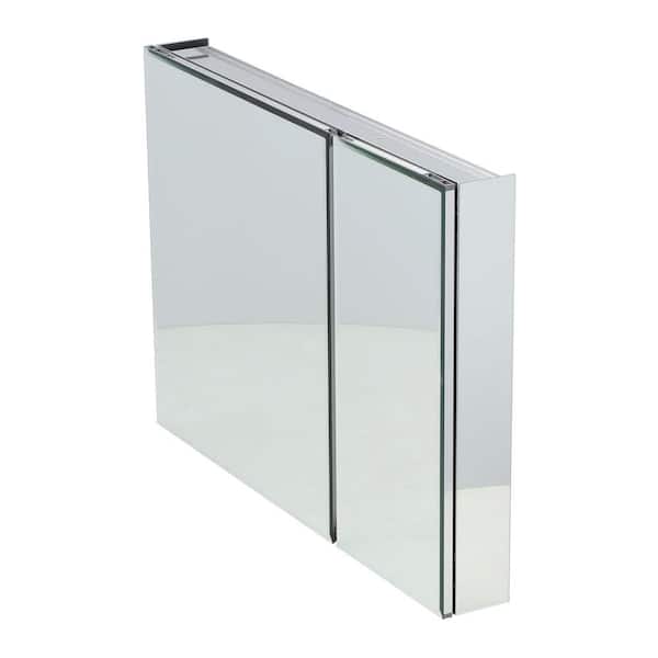 Pegasus 36 in. W x 26 in. H Frameless Recessed or Surface-Mount Bi-View Bathroom Medicine Cabinet with Beveled Mirror