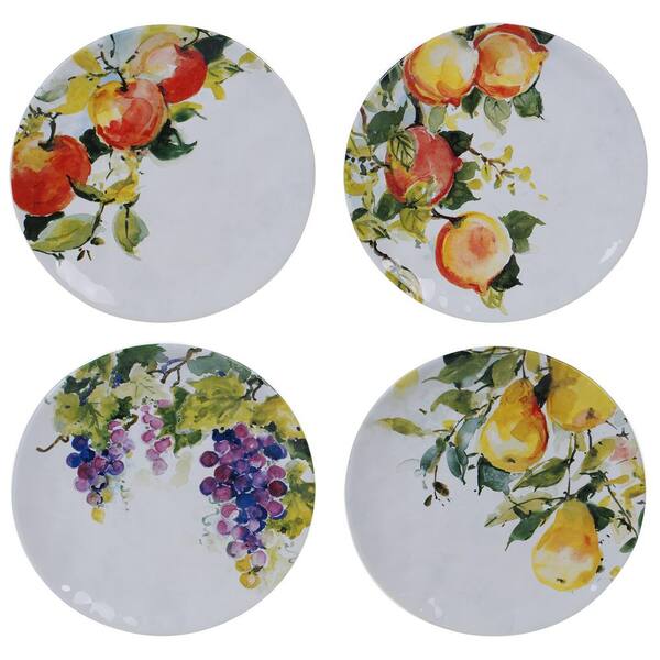 Certified International Ambrosia 4-Piece Seasonal Multicolored Earthenware 8.5 in. Salad Plate Set (Service for 4)
