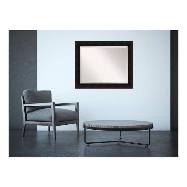 Amanti Art Medium Rectangle Espresso Contemporary Mirror (27.63 in. H x 33.63 in. W)