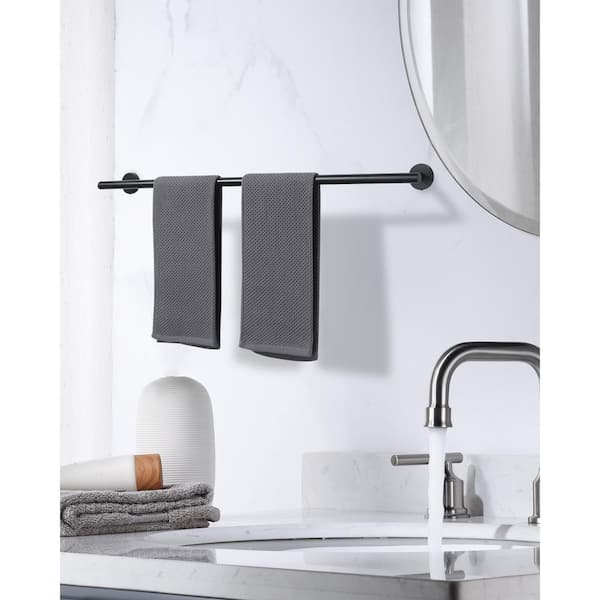 Thicken SUS 304 Stainless Steel 36 in. Wall Mount Towel Bar Bath Hardware Accessory Single Towel Rod in Matte Black