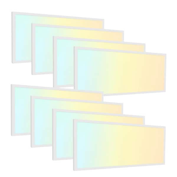 8-Pack 2 ft. x 4 ft. White Integrated LED Flat Panel Troffer Light Fixture Up to 5500 Lumens, 3500/4000/5000K