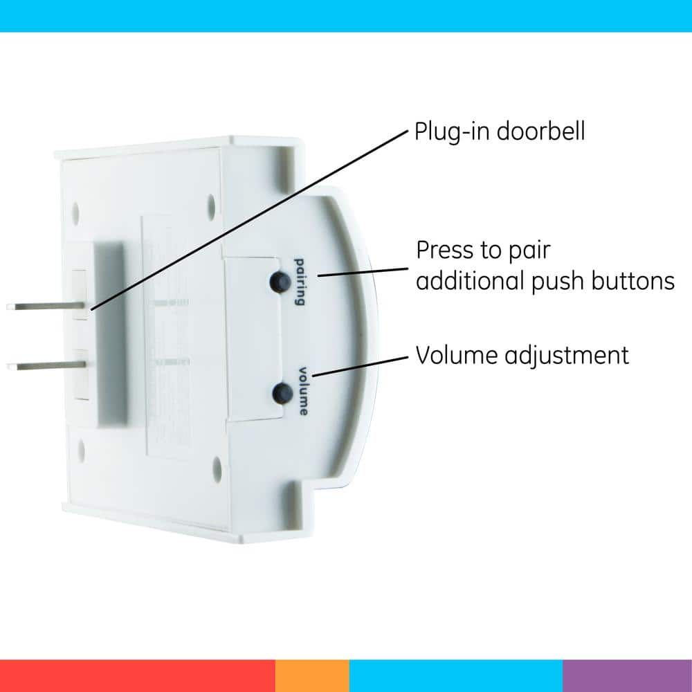 White Plastic Wireless Door Chime Set with Volume Control