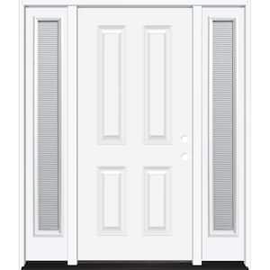 72 in. x 80 in. Element Series 4-Panel Primed White Left-Hand Steel Prehung Front Door with 16 in. Mini Blind Sidelites