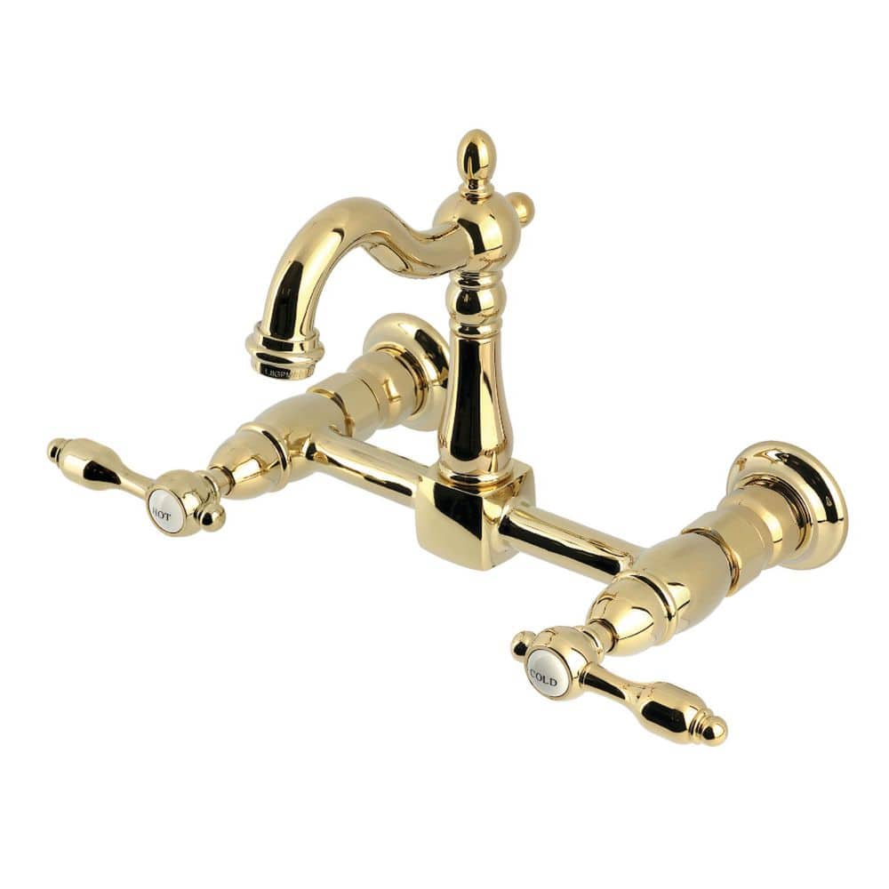 Tudor 2-Handle Wall-Mount Standard Kitchen Faucet in Polished Brass price history on PriceWatchPro