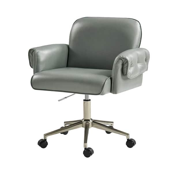 JAYDEN CREATION Gus Faux Leather Swivel Ergonomic Task Chair in SAGE with Metal Feet