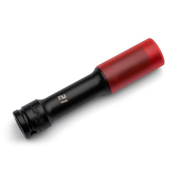 1/2 in. Drive 21 mm Extended Wheel Lug Nut Socket Set with Non-marring Protective Sleeve