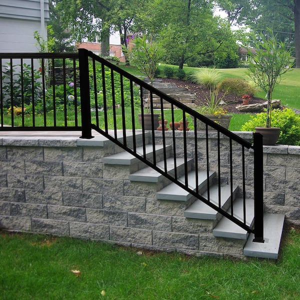 Arlington 42 in. H x 96 in. W Textured Black Aluminum Stair Railing Kit