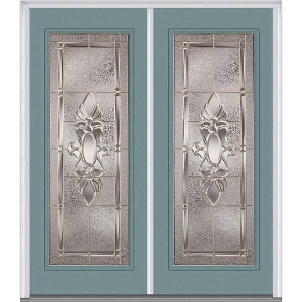 MMI Door 64 in. x 80 in. Heirloom Master Left-Hand Inswing Full Lite Decorative Glass Painted Steel Prehung Front Door