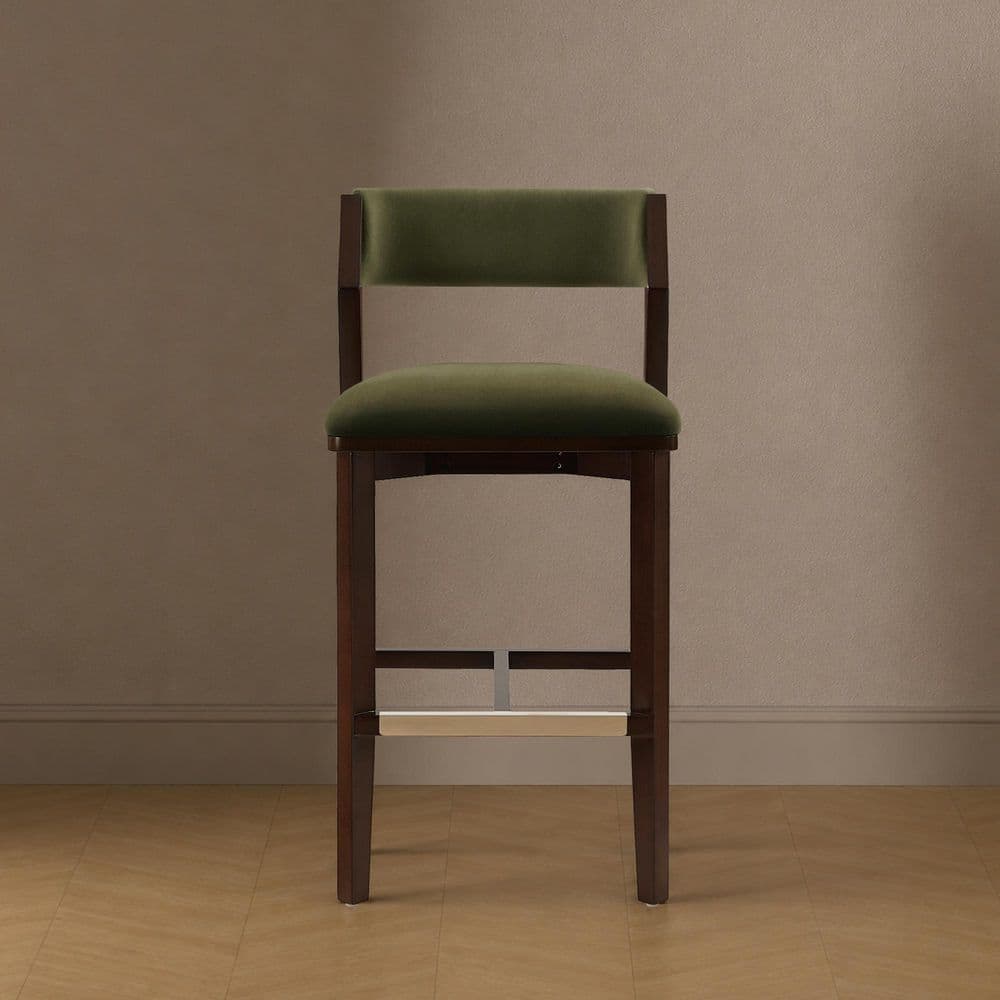 Patricia Modern 28.9 in. H Turtle Green Beech Wood Bar Stool with Velvet Upholstered Seat (Set of 2) price history on PriceWatchPro