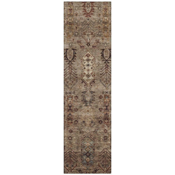 Chantille Machine Washable Indoor/Outdoor Abstract ACN2047 Brown 2 ft. 3 in. x 7 ft. 6 in. Runner Rug