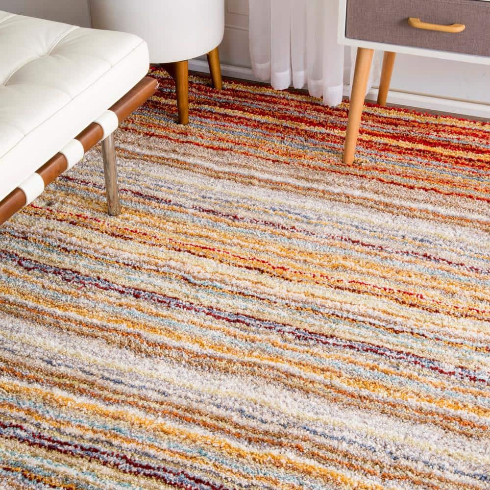 Zoomy 6' x 9' Red Striped Tufted Shag Rug