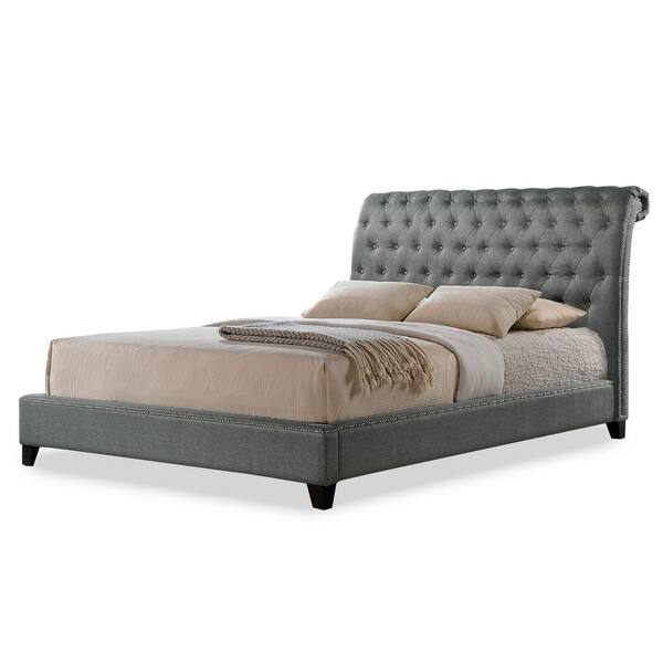 Baxton Studio Jazmin Transitional Gray Fabric Upholstered King Size Bed