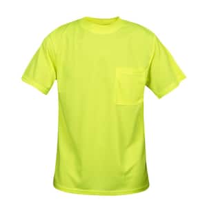 COR-BRITE Moisture Wicking Extra-Large Short-Sleeve T-Shirt in Lime Green with Chest Pocket