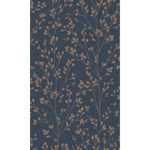 Blue Minimalist Tropical Leaves Printed Non-Woven Non-Pasted Textured Wallpaper 57 Sq. Ft.