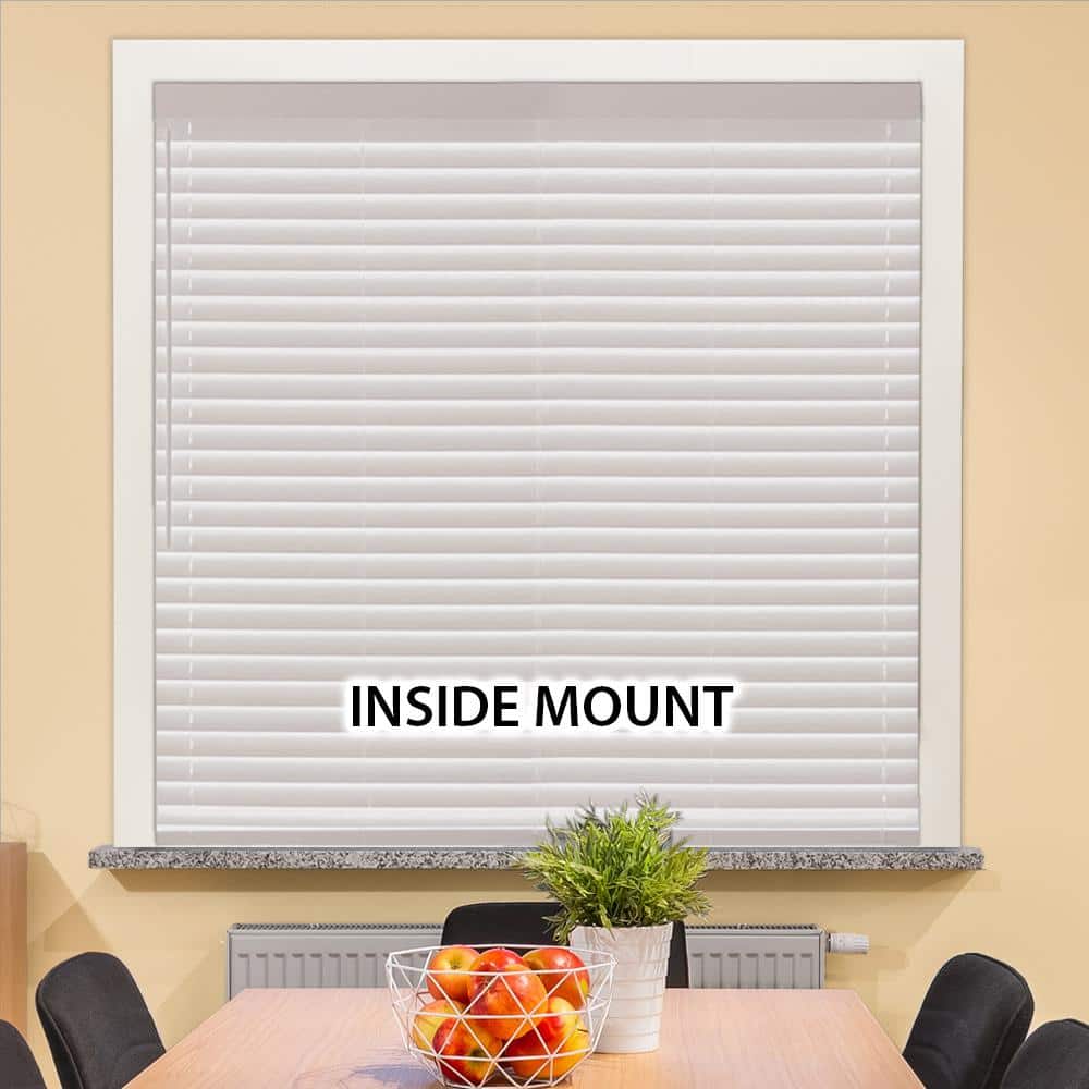 Size 22.5x48 Color White Home Decorators Collection White Cordless Faux Wood Blinds for Windows with 2 in. Slats - 23 in. W x 48 in. L (Actual Size 22.5 in. W x 48 in. L)