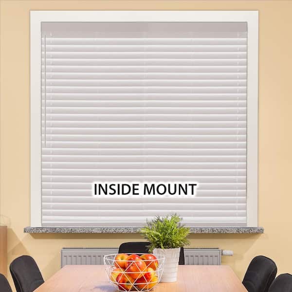 Home Decorators Collection - White Cordless Faux Wood Blinds for Windows with 2 in. Slats - 32 in. W x 36 in. L (Actual Size 31.5 in. W x 36 in. L)