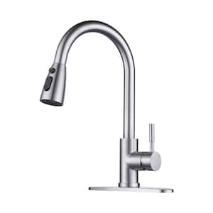 Single Handle Pull Down Sprayer Kitchen Sink Faucet in Brushed Nickel