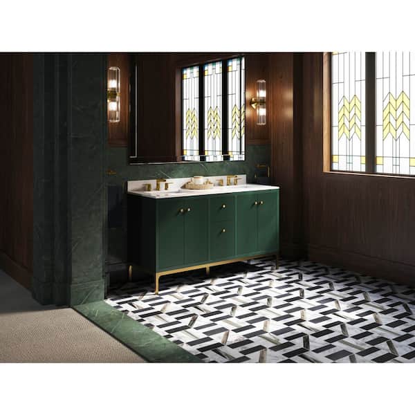 Calpa 60 in. Bath Vanity Cabinet with Sinks And Quartz Top