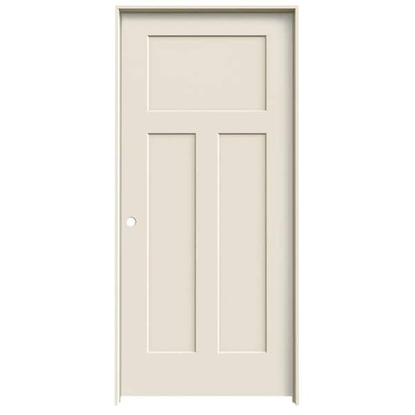 MMI Door 36 in. x 80 in. Smooth Craftsman 3-Panel Right-Hand Solid Core Primed Molded Composite Single Prehung Interior Door
