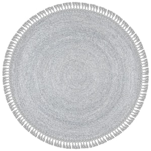 Sahara Silver 5 ft. x 5 ft. Round Solid Area Rug