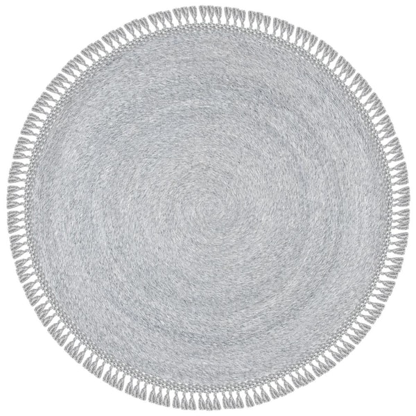 SAFAVIEH Sahara Silver 5 ft. x 5 ft. Round Solid Area Rug