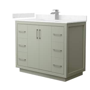 Icon 42 in. W x 22 in. D x 35 in. H Single Bath Vanity in Light Green with Carrara Cultured Marble Top
