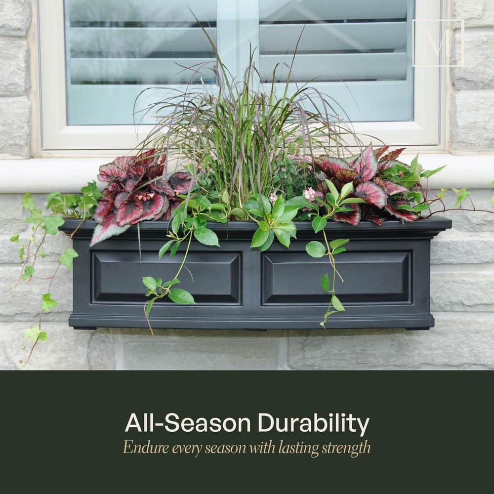 Nantucket Black Polyethylene Self-Watering Window Box Planter