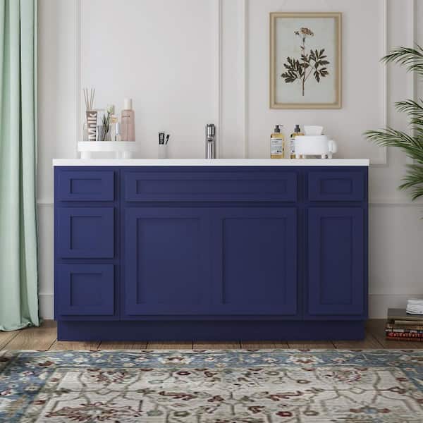 Vanity Art 54 in. W x 21 in. D x 32.5 in. H Bath Vanity Cabinet without Top in Blue (Unassembled)