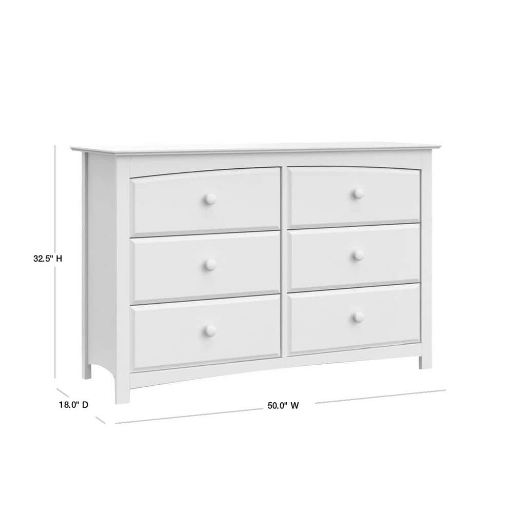 Kenton Classic White 6-Drawer Nursery Dresser with Safety Stops