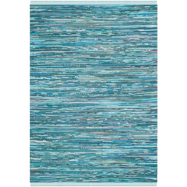 SAFAVIEH Rag Rug Blue/Multi 6 ft. x 9 ft. Gradient Striped Area Rug