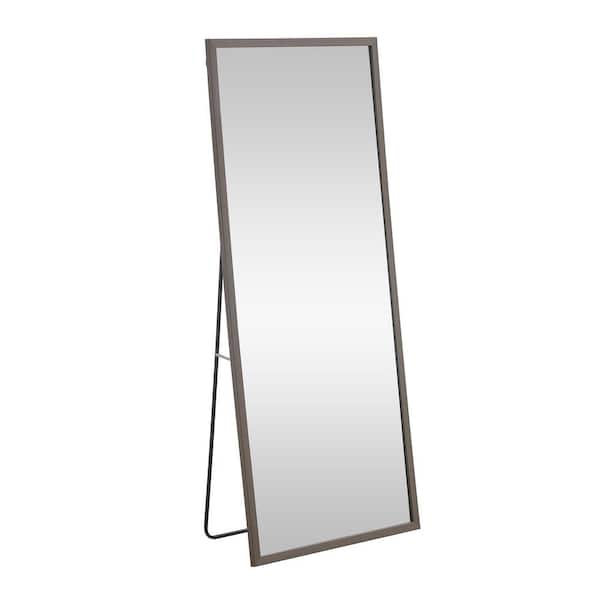 Unbranded Gray 31.5 in. W x 71 in. H Wooden Frame Full Body Mirror Floor Standing Full Length Mirror