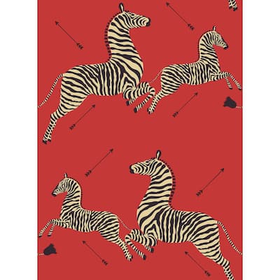 Masai Red Zebra Safari Self Adhesive Wallpaper