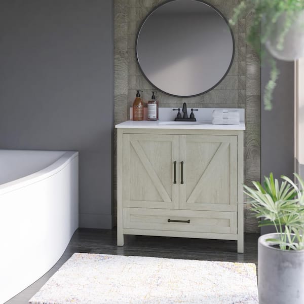 Twin Star Home 20 In D X 36 W 38 H Rustic Bath Vanity Side Cabinet Fairfax Oak With White Top Basin 36bv477 Po116 The