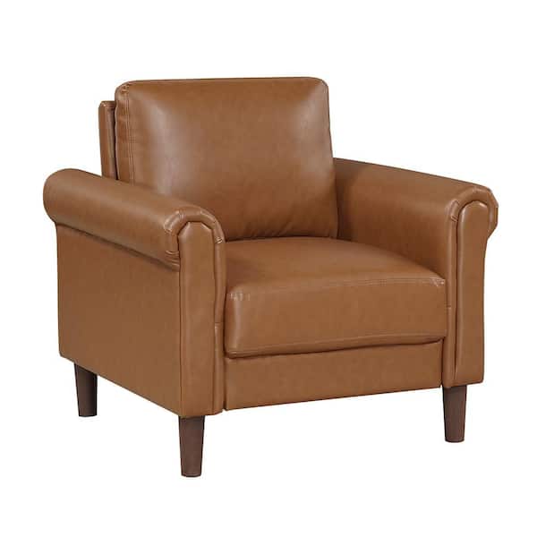 Walterboro Brown Faux Leather Upholstery Arm Chair