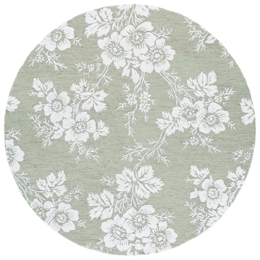 Glamour 6 ft. x 6 ft. Sage/Ivory Solid Floral Round Area Rug price history on PriceWatchPro
