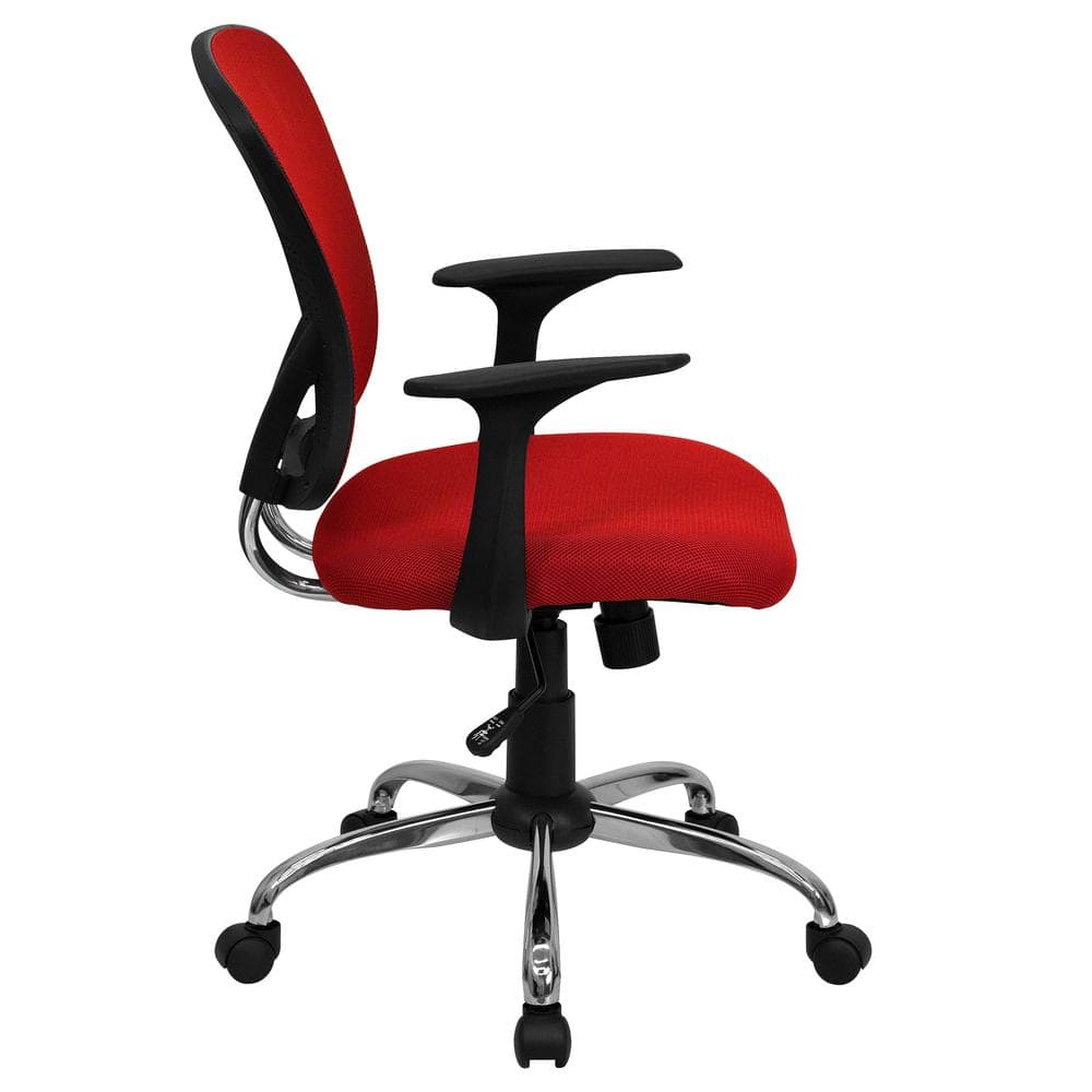 Contemporary Red Mesh Swivel Task Chair with Chrome Base