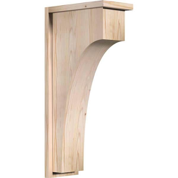Ekena Millwork 7-1/2 in. x 14 in. x 30 in. Douglas Fir Huntington Smooth Corbel with Backplate