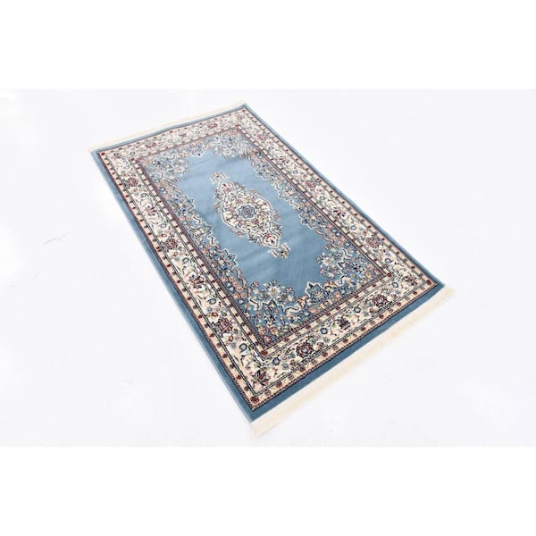 Narenj Collection Area Rug - Windsor (3 ft. 1 in. x 5 ft. 3 in. Rectangle Blue/Burgundy)