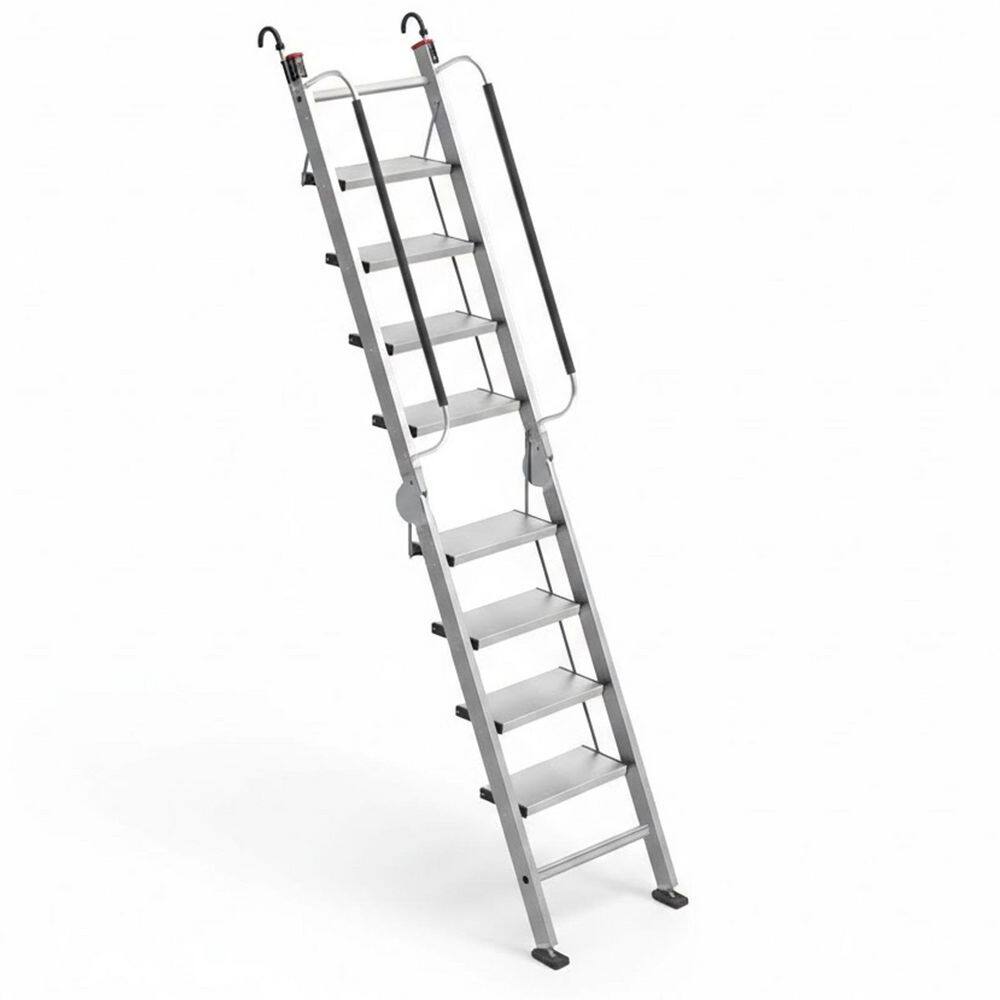 8 Step Foldable Aluminum Loft Ladder Heavy Duty Attic Stairs with Handrails Hooks Anti-Slip 330 lbs 1 Piece price history on PriceWatchPro