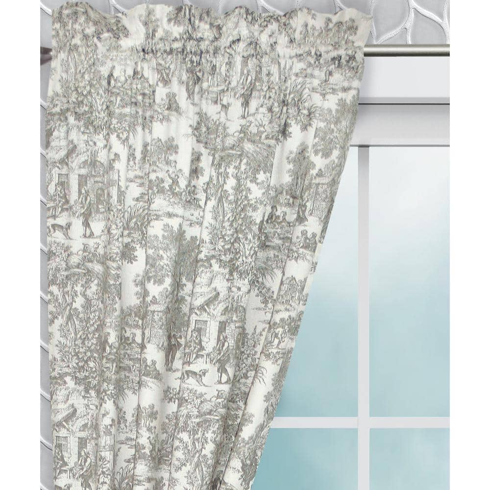 Gray Cotton Room Darkening Rod Pocket Tier Curtains