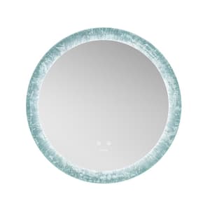 Frysta 30 in. W x 30 in. H Round Frameless Frosted LED Wall Mounted Bathroom Vanity Mirror