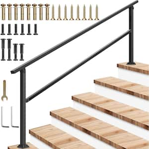 6-Step 36 in. H x 85 in. W Outdoor Black Wrought Mattle Iron Stair Railing Kit