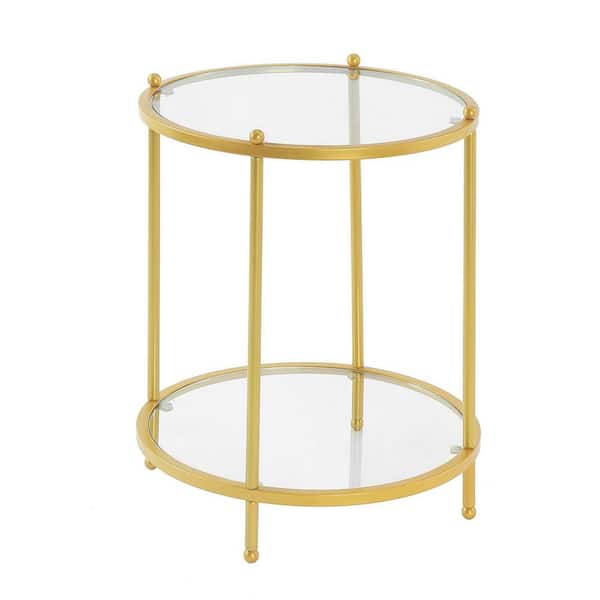 Convenience Concepts Royal Crest 18 in. Gold Standard Height Round Glass Top End Table