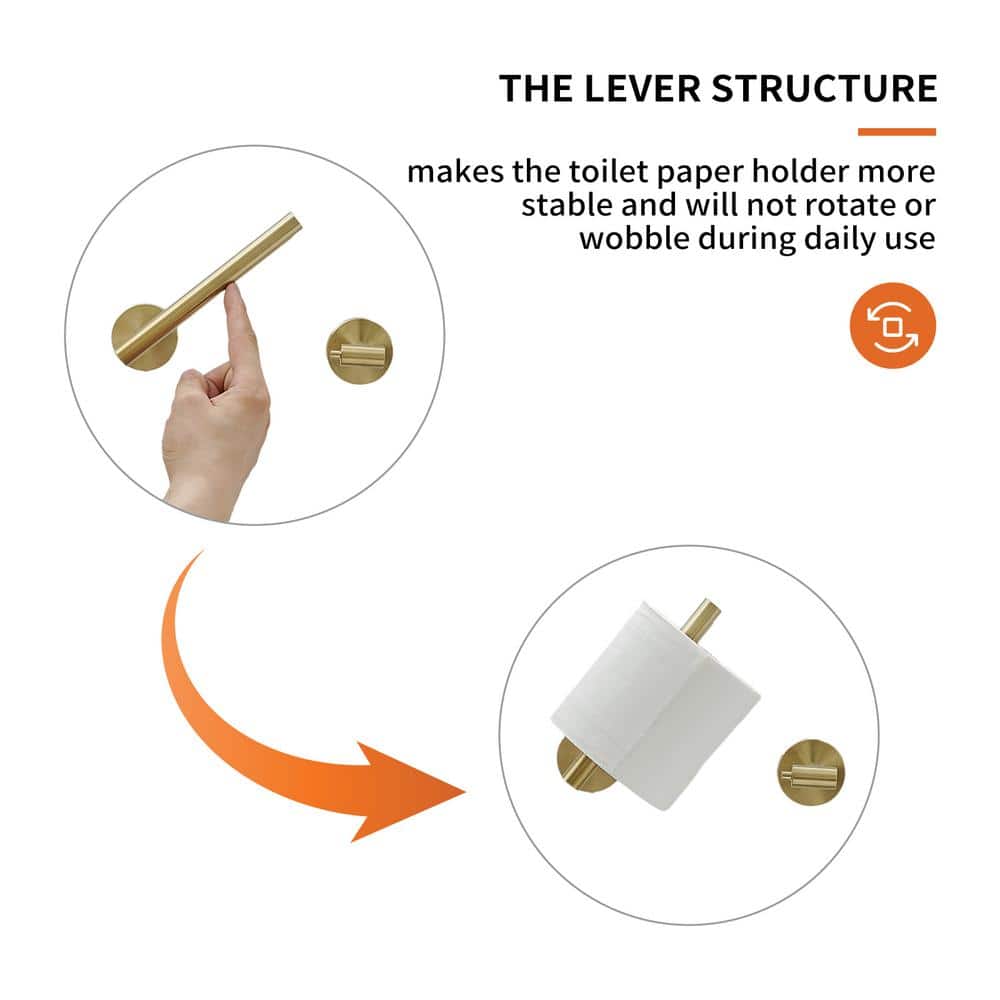 Brushed Gold Stainless Steel Wall Mounted Toilet Paper Holder