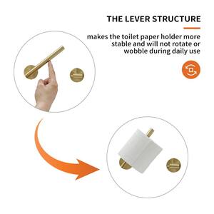 Double Post Pivoting Wall Mounted Towel Bar Toilet Paper Holder in Brushed Gold