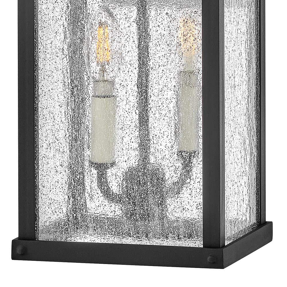 Museum Black Aluminum Outdoor Wall Light with Clear Seedy Glass