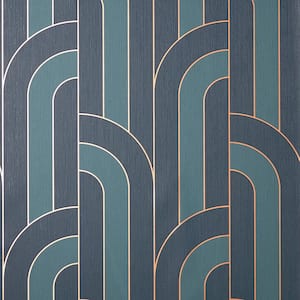 Ezra Blue Arch Matte Non-Pasted Strippable Wallpaper Sample