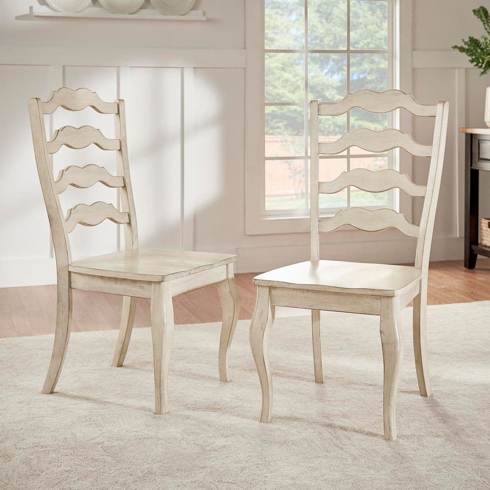 INSPIRE Q Antique White French Ladder Back Wood Dining Chairs (Set Of 2 ...
