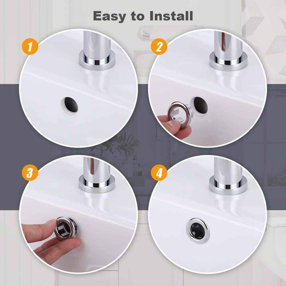 Chrome Plastic Bathroom and Kitchen Sink Overflow Ring Set